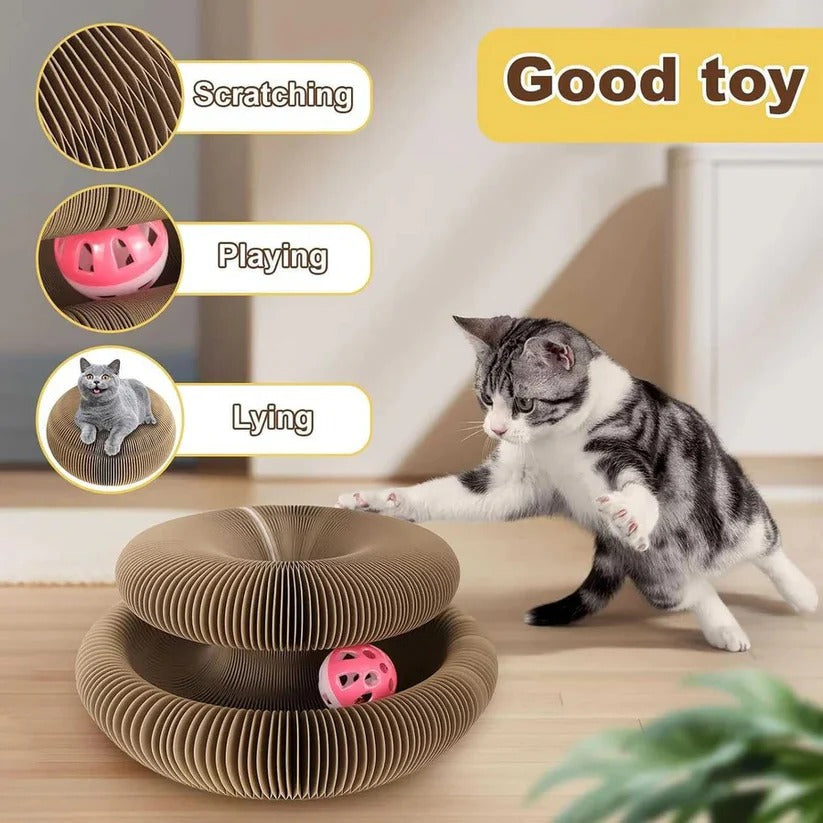 [Hometech] Recyclable Cat Scratching Pad with Ball Toy, Set of 2