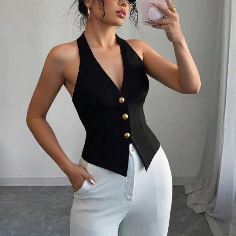 [Hometech] Women's Structured Sleeveless Vest with Tailored Fit