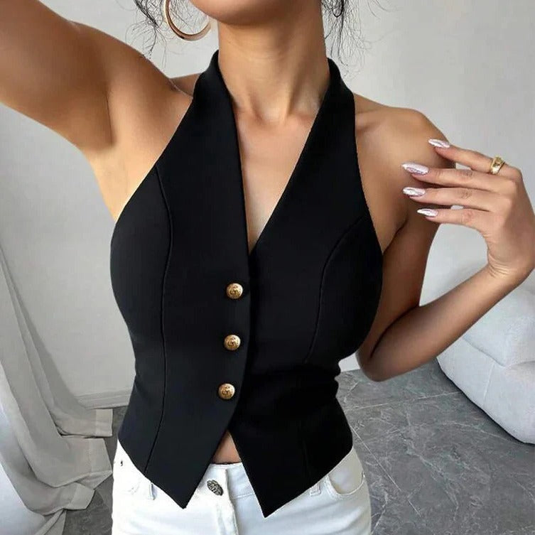 [Hometech] Women's Structured Sleeveless Vest with Tailored Fit