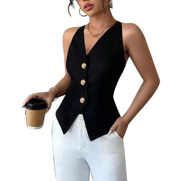 [Hometech] Women's Structured Sleeveless Vest with Tailored Fit