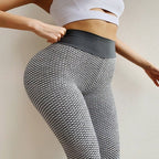 [Hometech] Honeycomb Textured High Waist Leggings for Gym Workouts