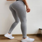 [Hometech] Honeycomb Textured High Waist Leggings for Gym Workouts