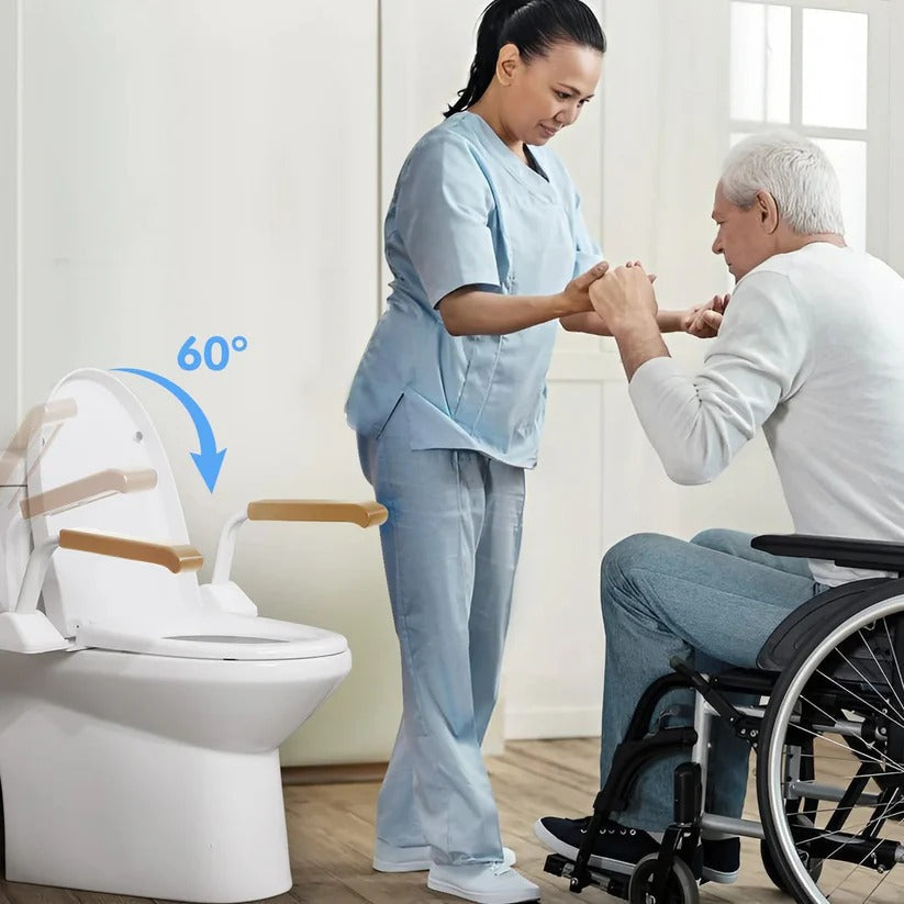 [Hometech] Adjustable Toilet Safety Rail with Dual Armrests for Elderly Support
