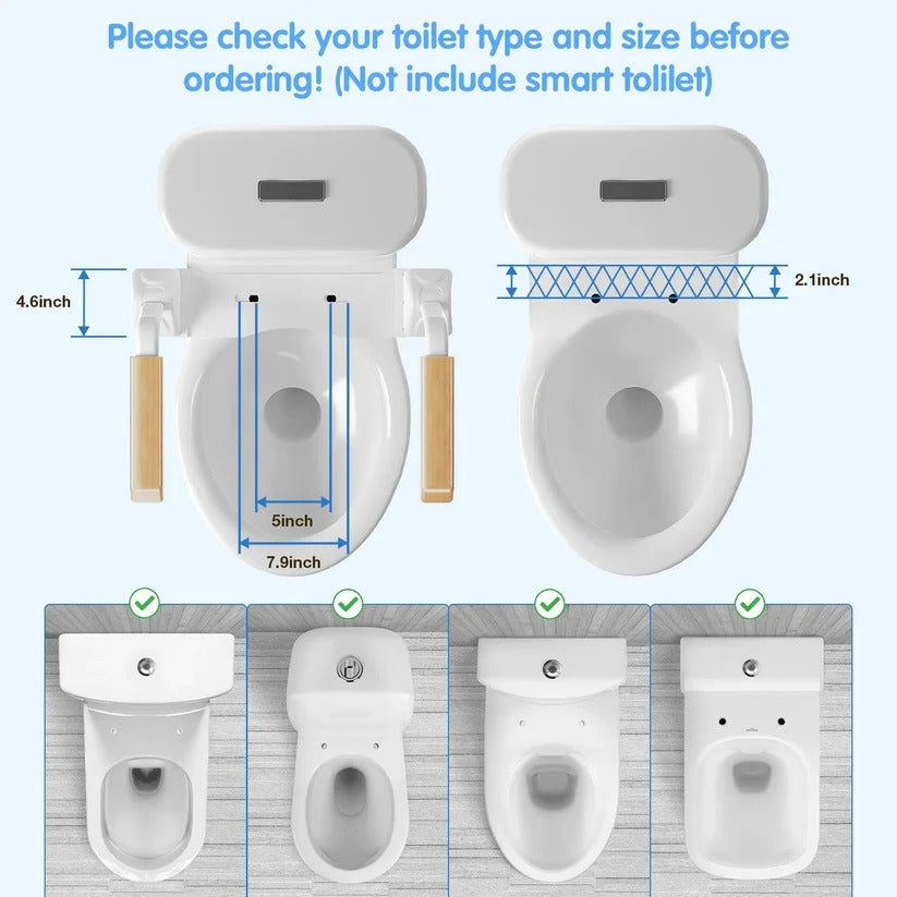 [Hometech] Adjustable Toilet Safety Rail with Dual Armrests for Elderly Support