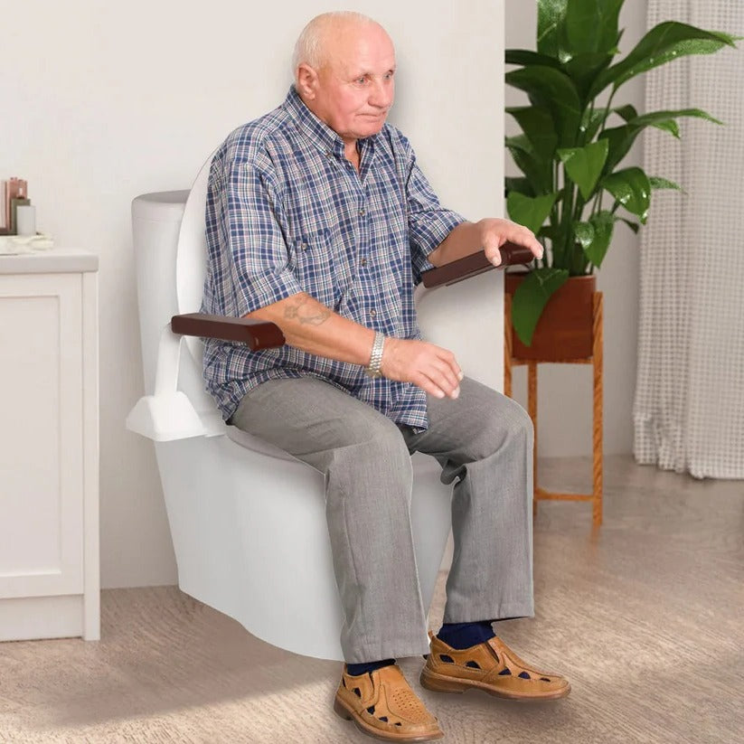 [Hometech] Adjustable Toilet Safety Rail with Dual Armrests for Elderly Support