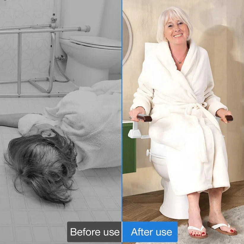 [Hometech] Adjustable Toilet Safety Rail with Dual Armrests for Elderly Support