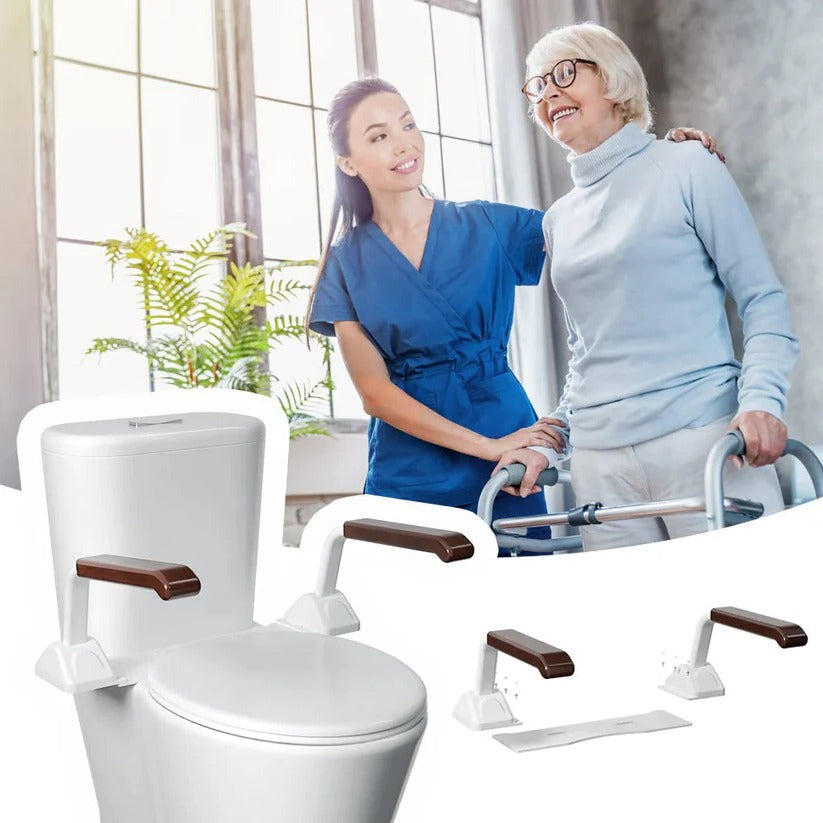 [Hometech] Adjustable Toilet Safety Rail with Dual Armrests for Elderly Support