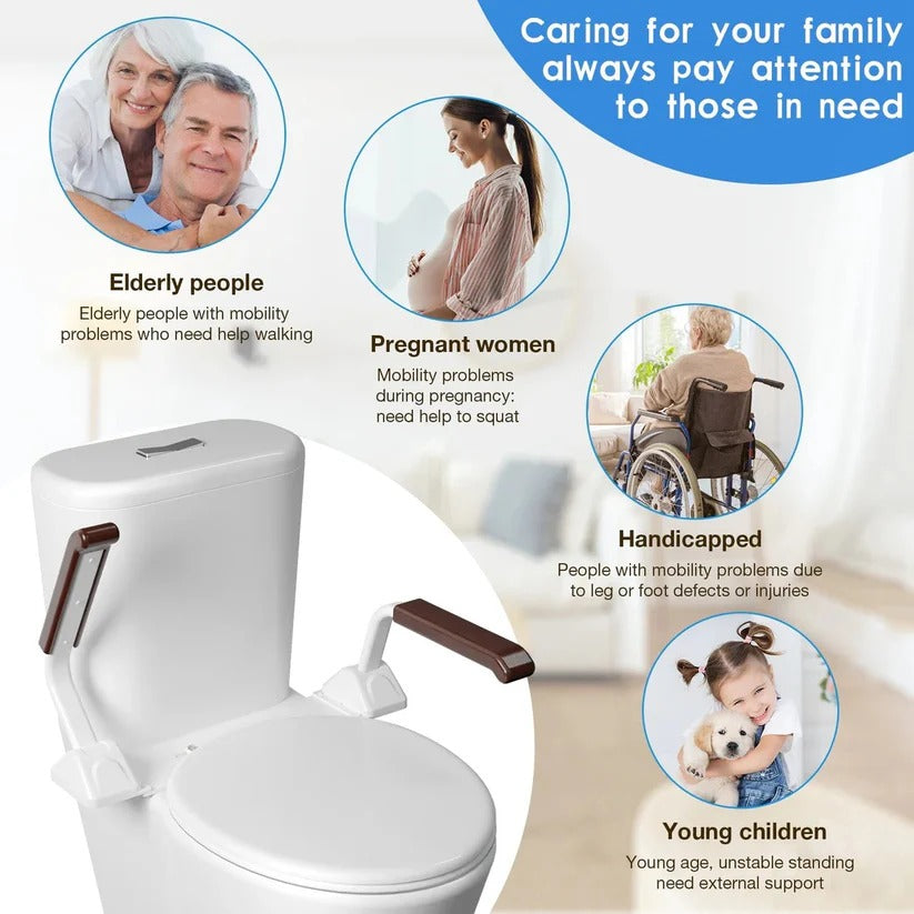 [Hometech] Adjustable Toilet Safety Rail with Dual Armrests for Elderly Support