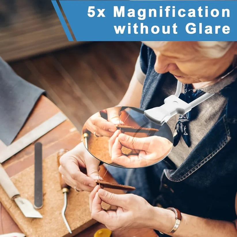 [Hometech] Hands Free Neck Magnifying Glass with 5X Magnification