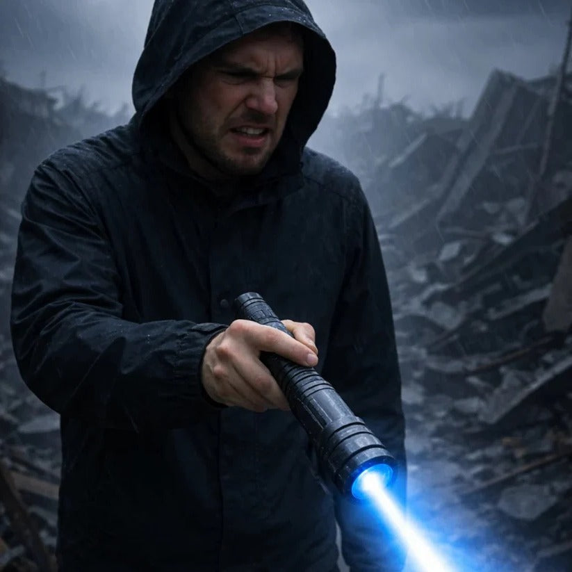 [Hometech] Rechargeable Blue Beam Flashlight with Adjustable Focus