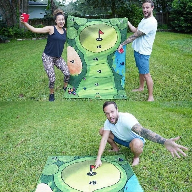 [Hometech] Mini Tabletop Golf Putting Practice Set with Adhesive Target Base Pad