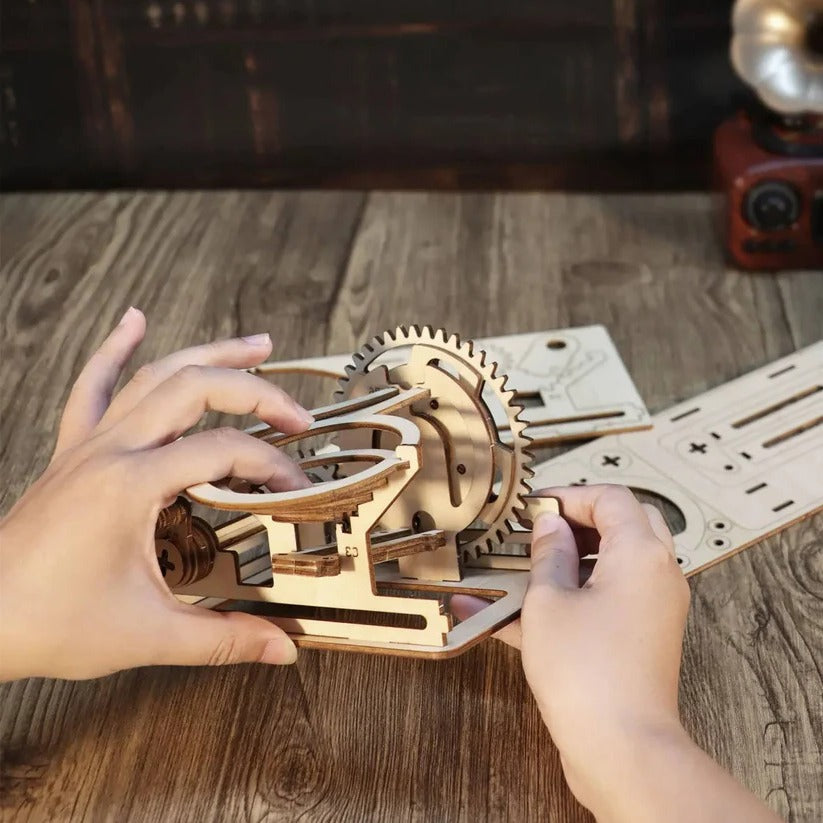 [Hometech] 3D DIY Mechanical Marble Track Building Kit in Wood for Adults
