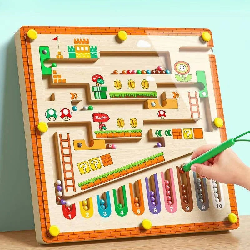 [Hometech] Wooden Magnetic Maze Puzzle Board for Kids with Color Sorting and Montessori Pen