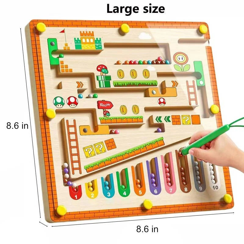 [Hometech] Wooden Magnetic Maze Puzzle Board for Kids with Color Sorting and Montessori Pen