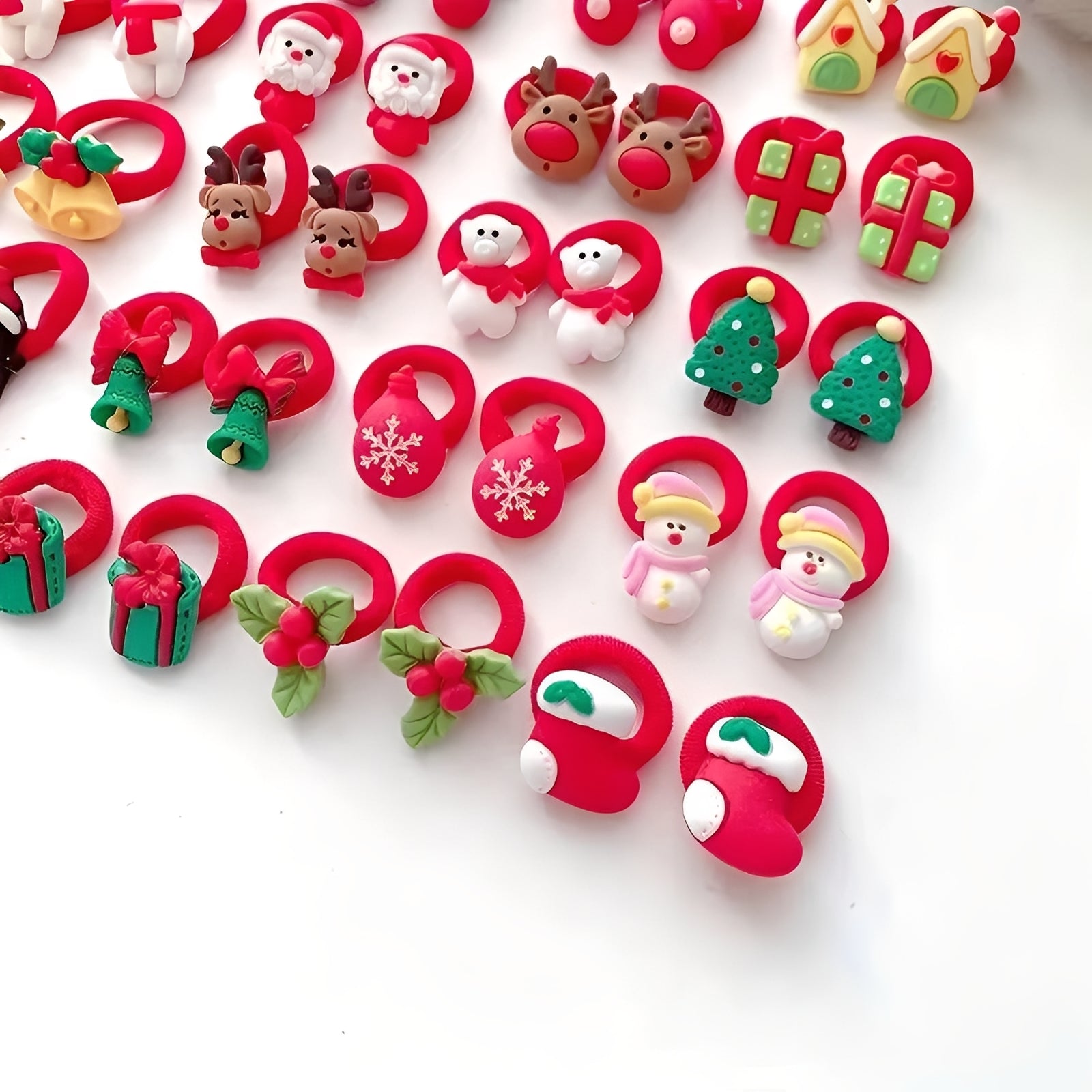 [Hometech] Holiday Elastic Ponytail Hair Ties Set for Kids, 10 Pieces