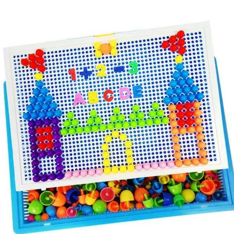 [Hometech] Mosaic Peg Board Puzzle Set for Kids with Storage Box, 296 Pieces