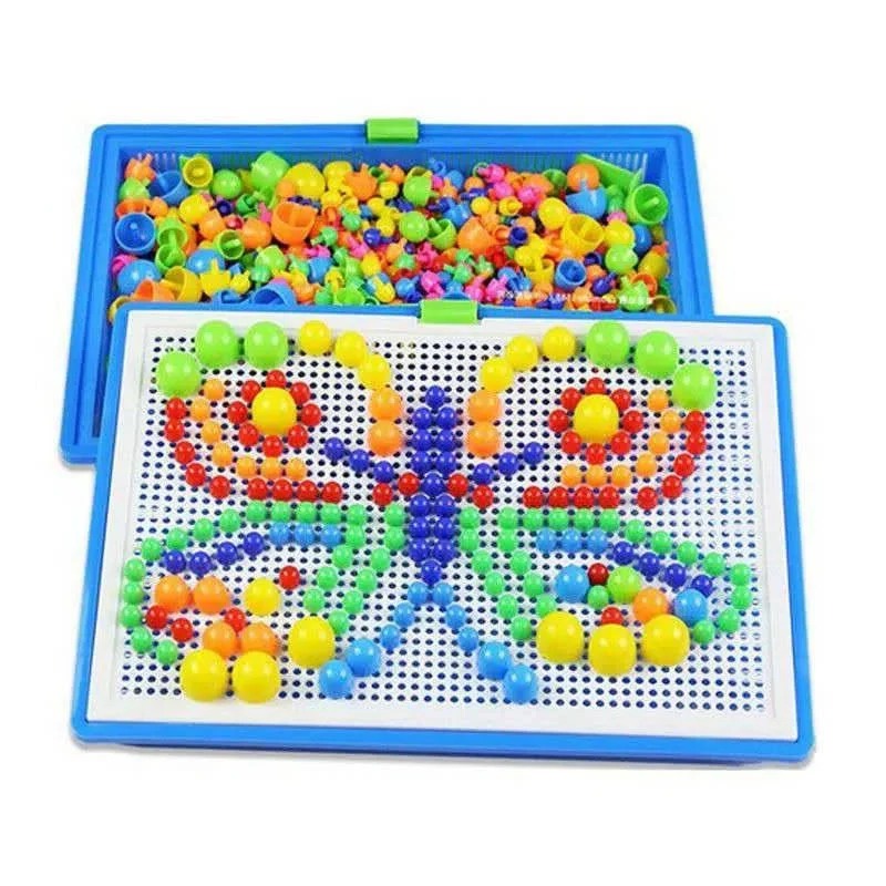 [Hometech] Mosaic Peg Board Puzzle Set for Kids with Storage Box, 296 Pieces