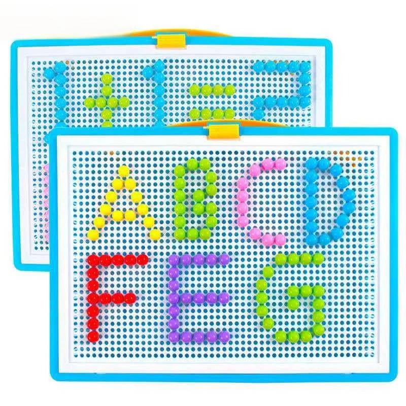 [Hometech] Mosaic Peg Board Puzzle Set for Kids with Storage Box, 296 Pieces