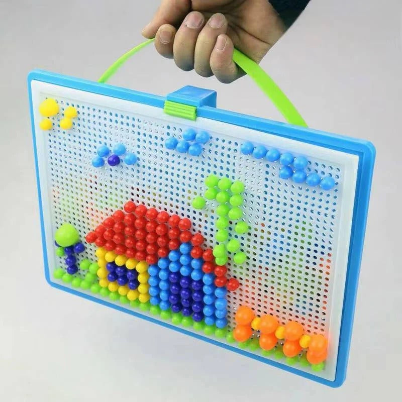 [Hometech] Mosaic Peg Board Puzzle Set for Kids with Storage Box, 296 Pieces