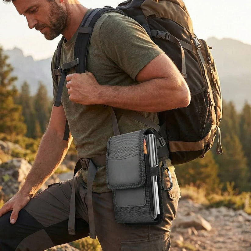 [Hometech] Cell Phone Belt Clip Case with  Pouch and Flap Closure