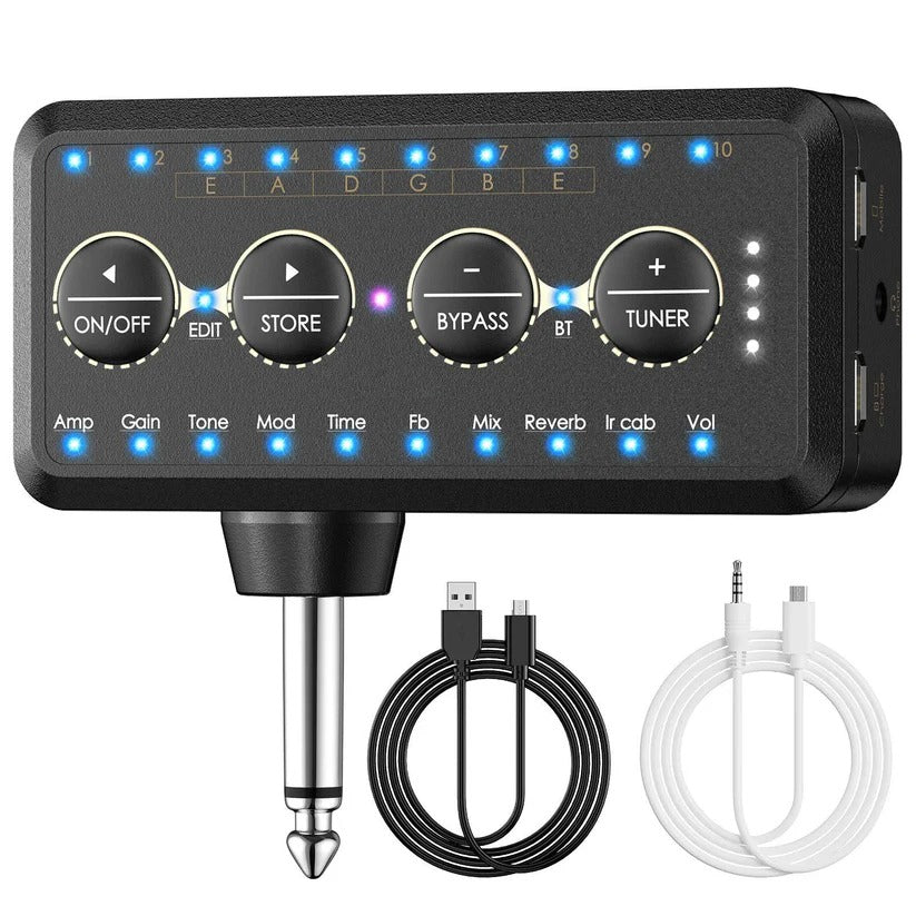 [Hometech] Mini Headphone Guitar Amplifier with 10 Preamps and USB Recording