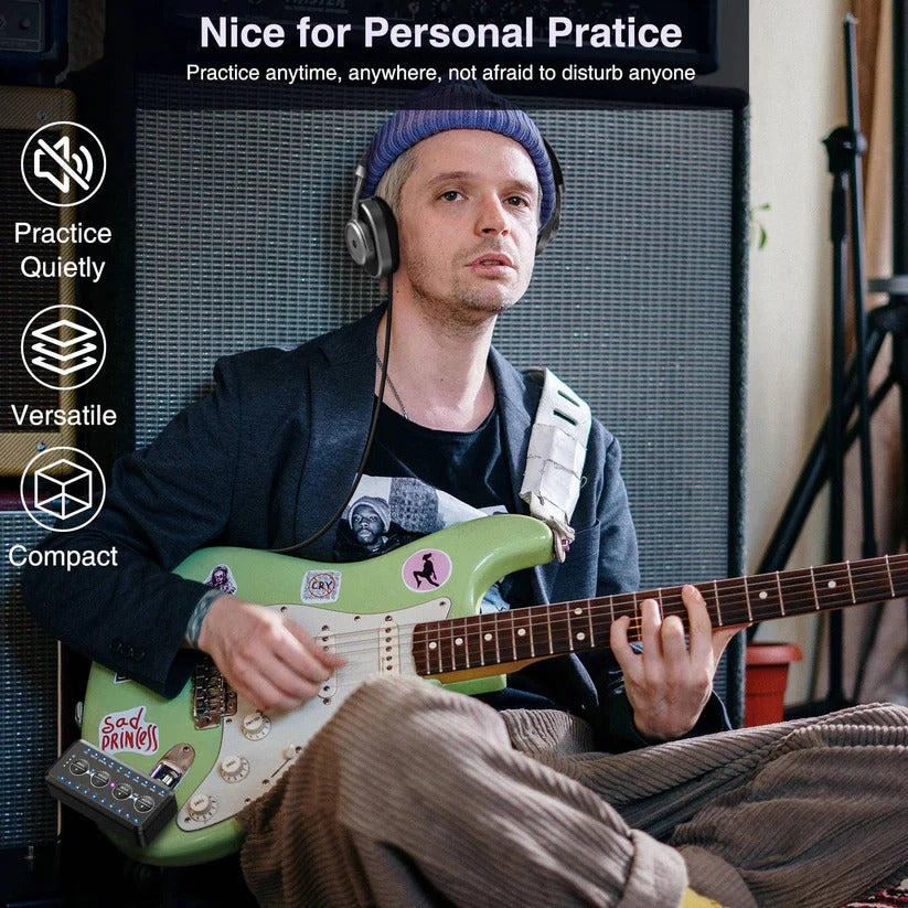 [Hometech] Mini Headphone Guitar Amplifier with 10 Preamps and USB Recording