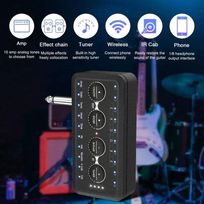[Hometech] Mini Headphone Guitar Amplifier with 10 Preamps and USB Recording