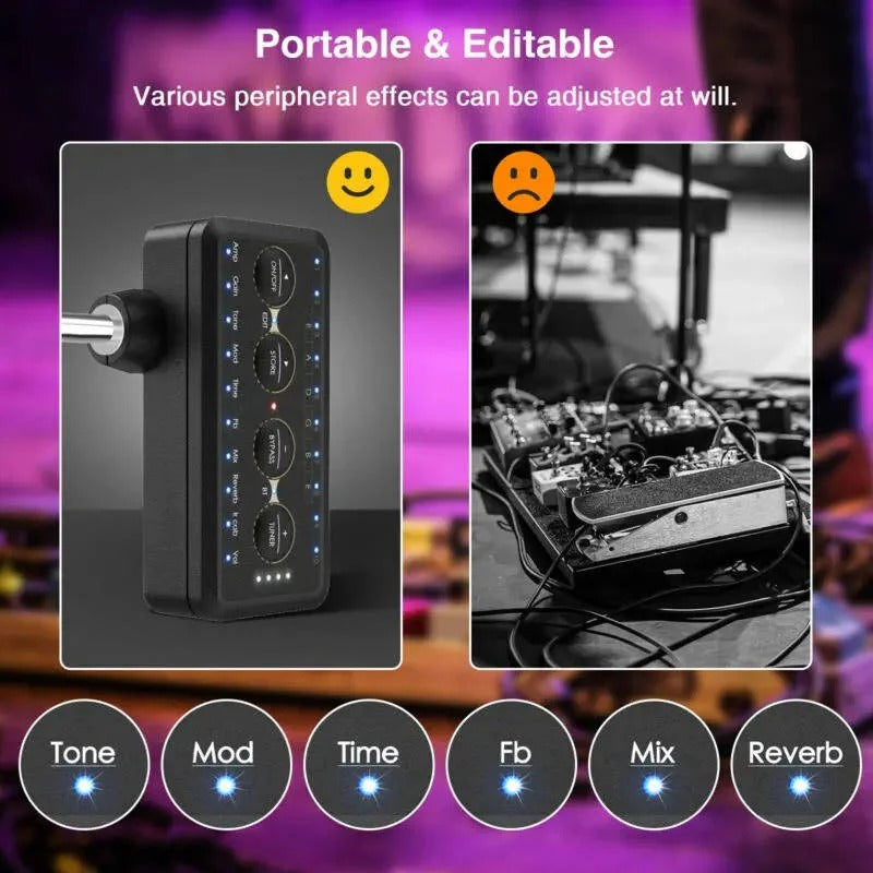 [Hometech] Mini Headphone Guitar Amplifier with 10 Preamps and USB Recording