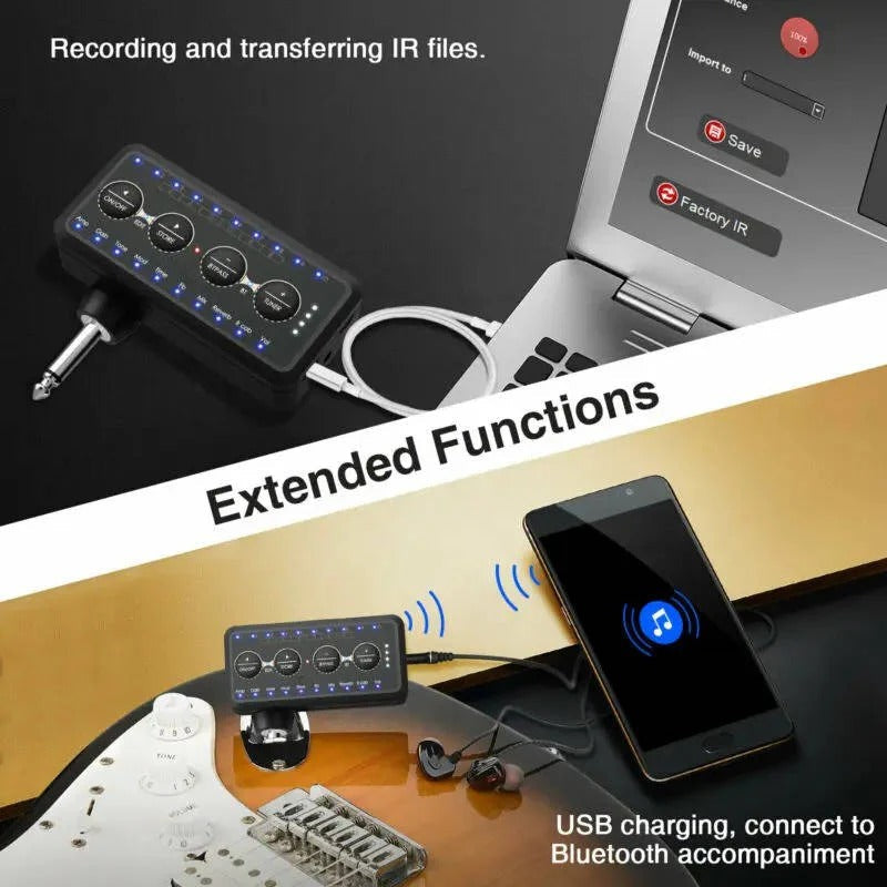 [Hometech] Mini Headphone Guitar Amplifier with 10 Preamps and USB Recording