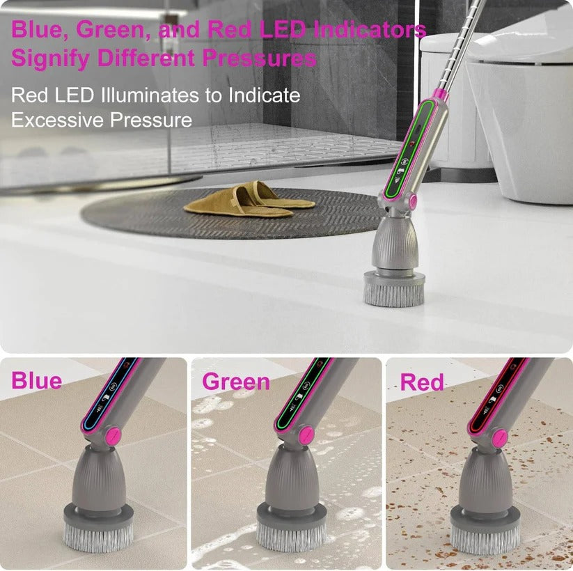[Hometech] Electric Spin Scrubber with Rotating Brush Head and Adjustable Handle