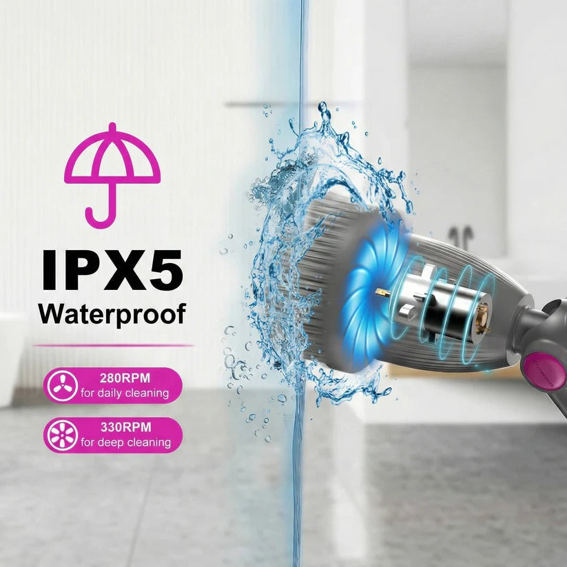 [Hometech] Electric Spin Scrubber with Rotating Brush Head and Adjustable Handle