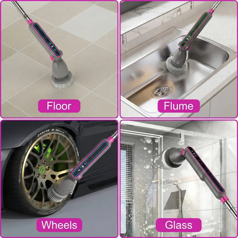 [Hometech] Electric Spin Scrubber with Rotating Brush Head and Adjustable Handle