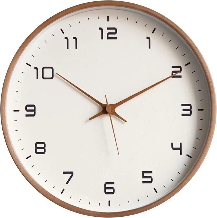 [Hometech] Wooden Wall Clock with Classic Round Frame, 10 Inch