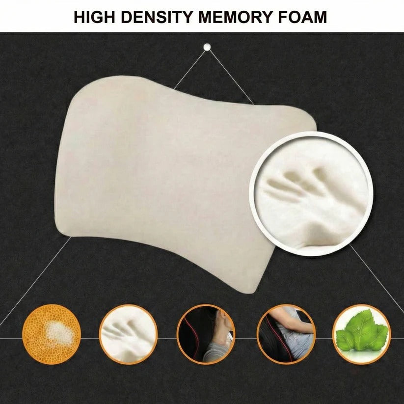 [Hometech] Car Seat Lumbar and Neck Support Cushion with Memory Foam and Washable Cover