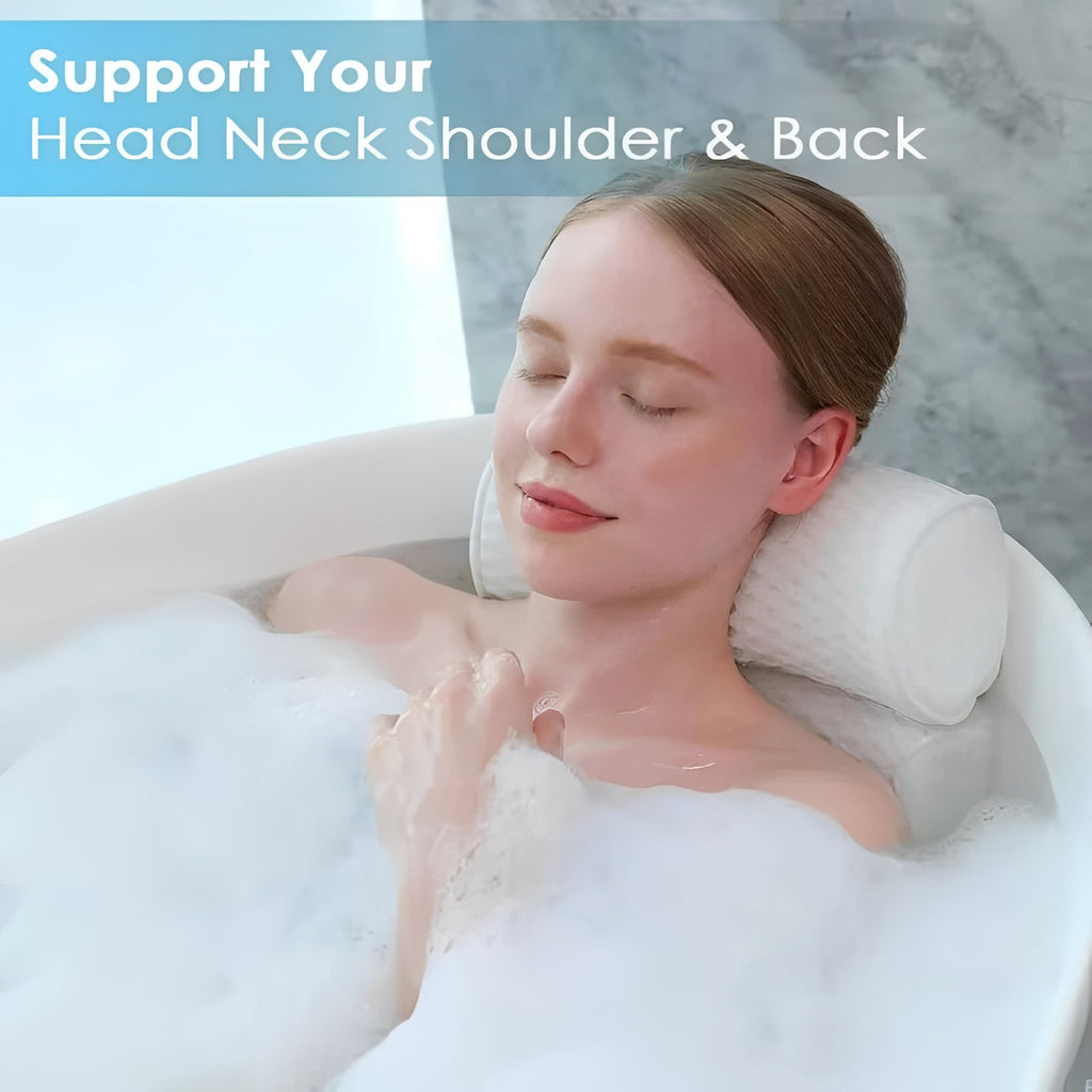 [Hometech] Bathtub Pillow with Suction Cup Base for Neck and Back Support