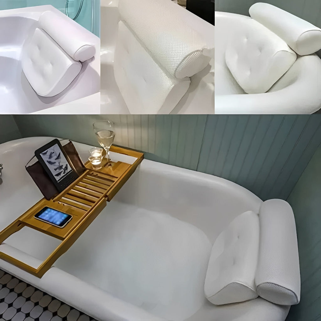 [Hometech] Bathtub Pillow with Suction Cup Base for Neck and Back Support
