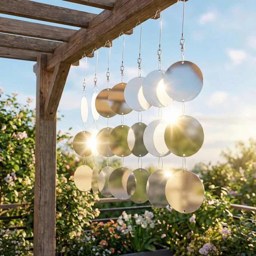 [Hometech] Reflective Bird Deterrent Spinner with Hanging Tape for Outdoor Use