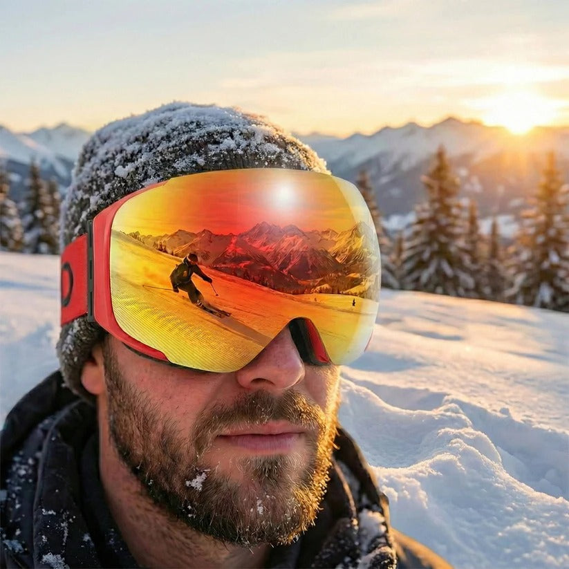 [Hometech] Ski Goggles with Magnetic Interchangeable Lens, Anti-Fog and UV400 Snow Goggles