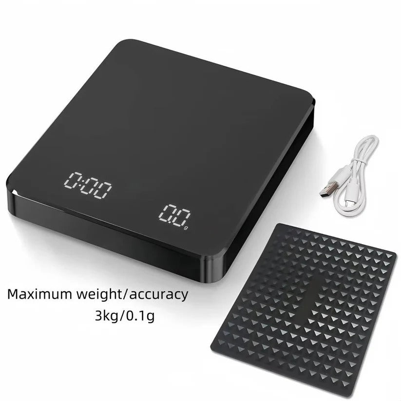 [Hometech] Coffee Scale with Timer and Drip Mat, 3kg Capacity with Built In Timer