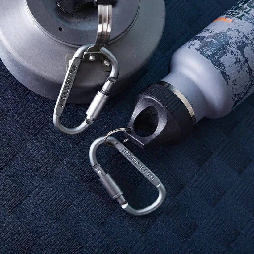 [Hometech] Aluminum D-Shape Carabiner Clips with Screw Lock, Set of 6