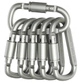 [Hometech] Aluminum D-Shape Carabiner Clips with Screw Lock, Set of 6