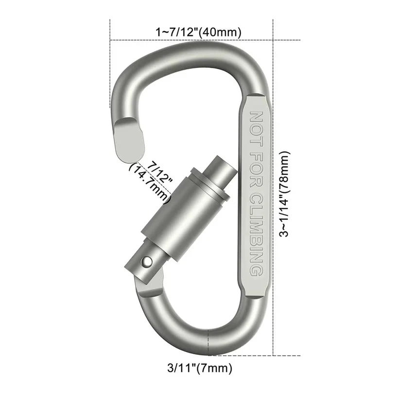 [Hometech] Aluminum D-Shape Carabiner Clips with Screw Lock, Set of 6