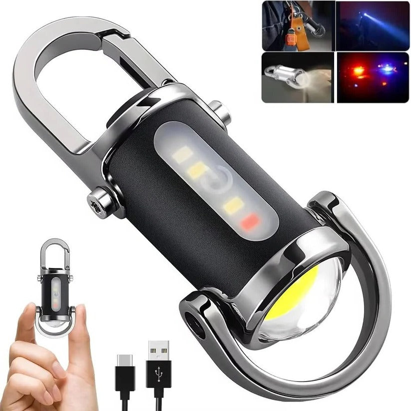 [Hometech] Rechargeable Keychain Flashlight with 6 Light Modes and COB Work Light