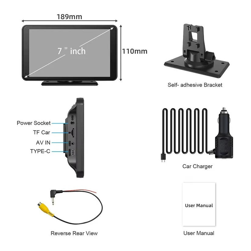 [Hometech] Wireless 7 Inch Car Touchscreen Displace with Voice Control for Vehicles