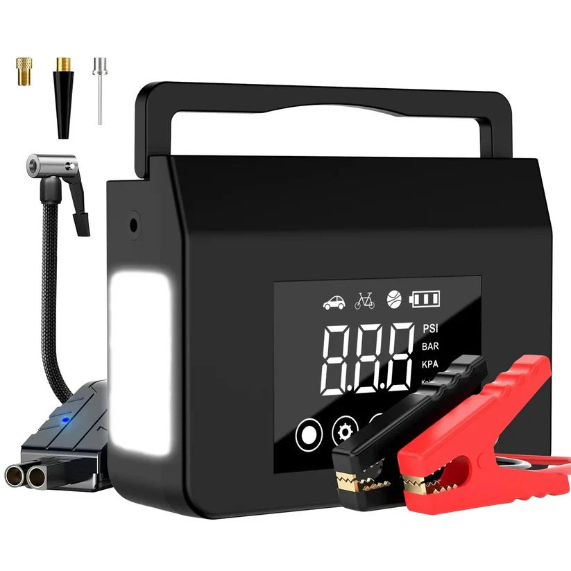 [Hometech] Portable Car Jump Starter with Built In Tire Air Compressor and Digital Screen