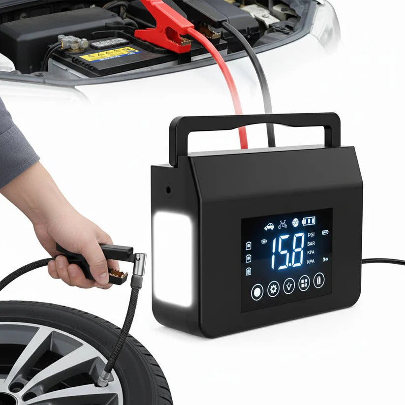 [Hometech] Portable Car Jump Starter with Built In Tire Air Compressor and Digital Screen