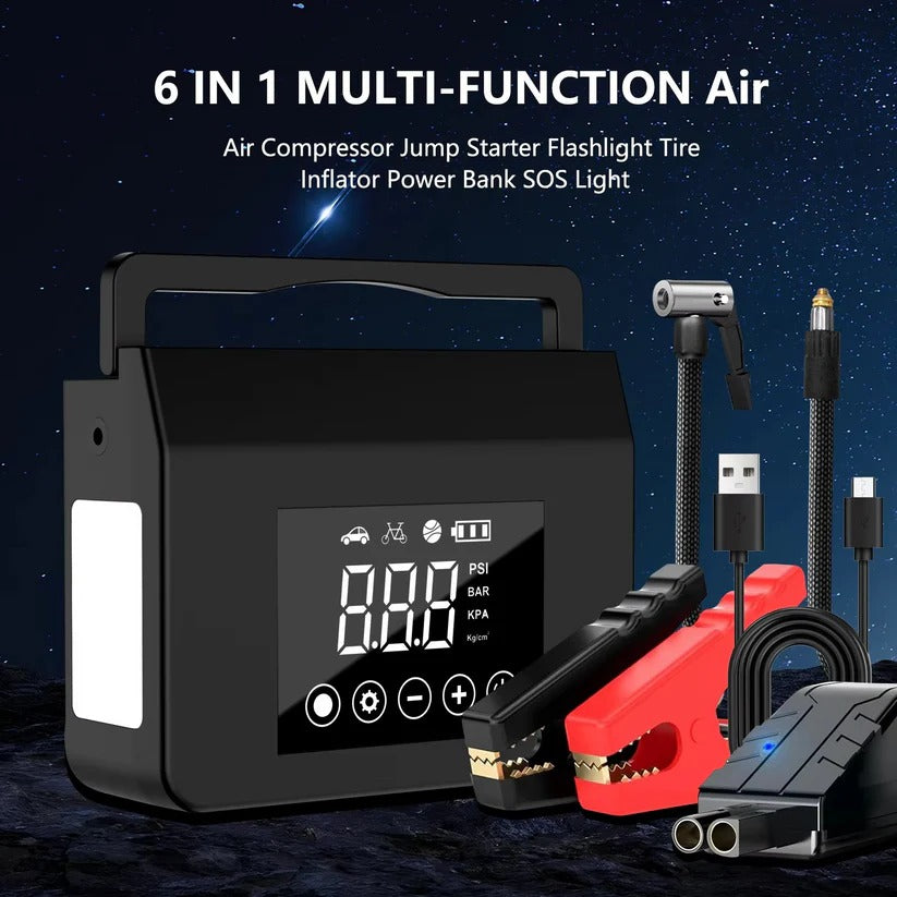 [Hometech] Portable Car Jump Starter with Built In Tire Air Compressor and Digital Screen