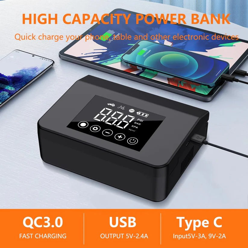 [Hometech] Portable Car Jump Starter with Built In Tire Air Compressor and Digital Screen