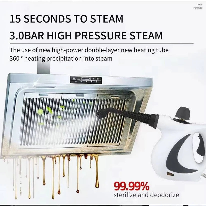 [Hometech] Portable Steam Cleaner 1050W with 3 Bar Pressure and Brush Attachments