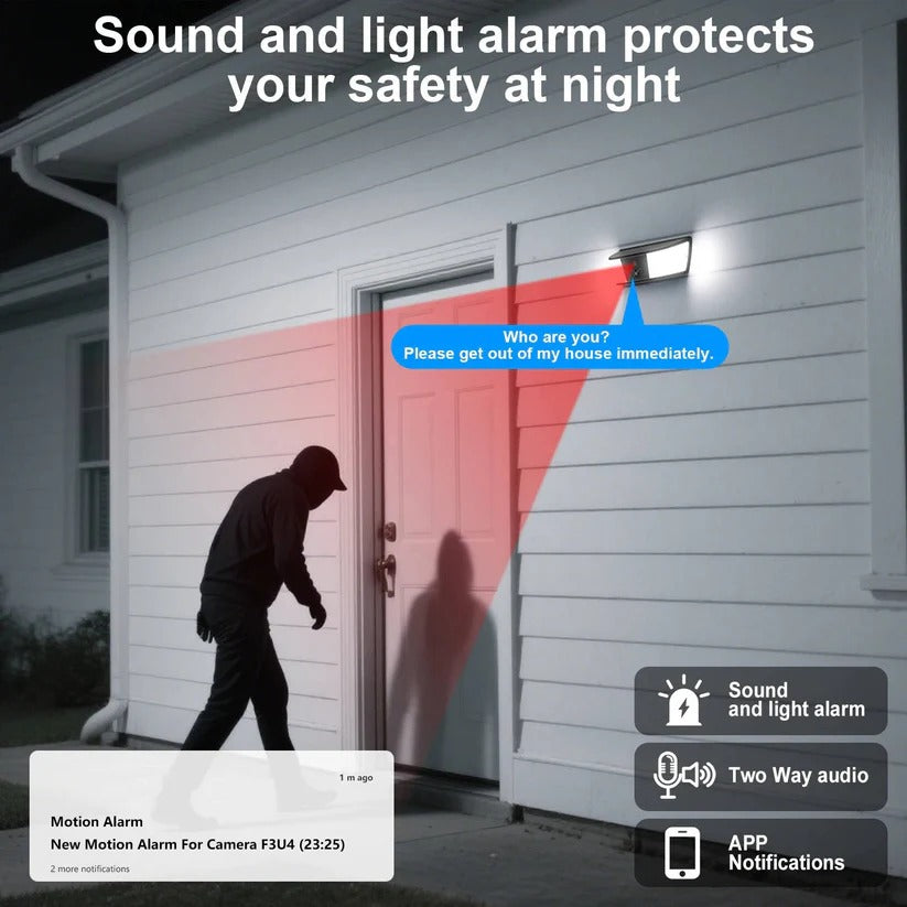[Hometech] Wireless Solar Security Camera with Floodlight and PIR Motion Detection